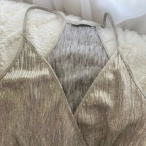 ZARA Gold Glitter Top Size S NEW Racer Back Camisole Party Shirt